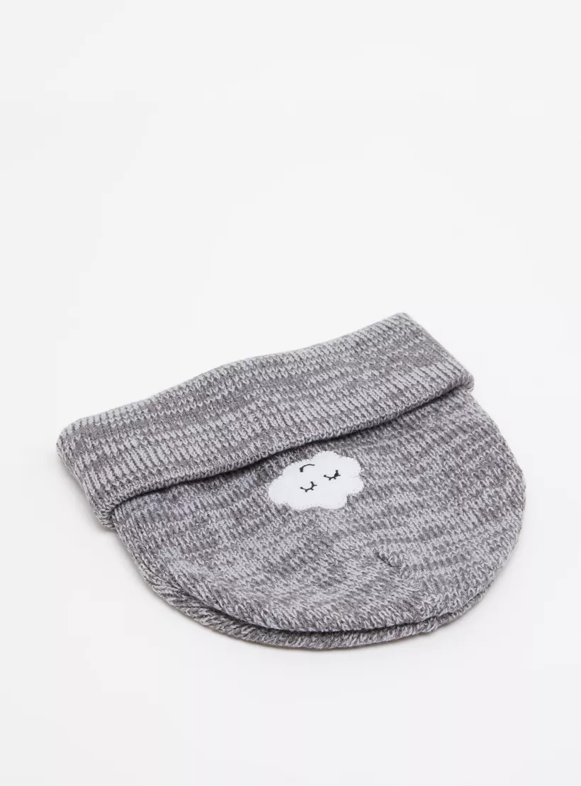 Juniors Textured Beanie Cap with Embroidery-2