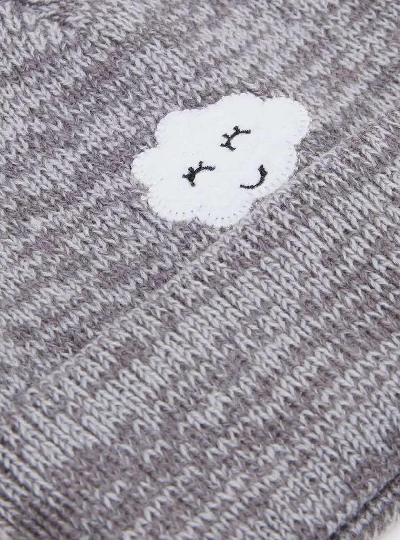 Juniors Textured Beanie Cap with Embroidery-3