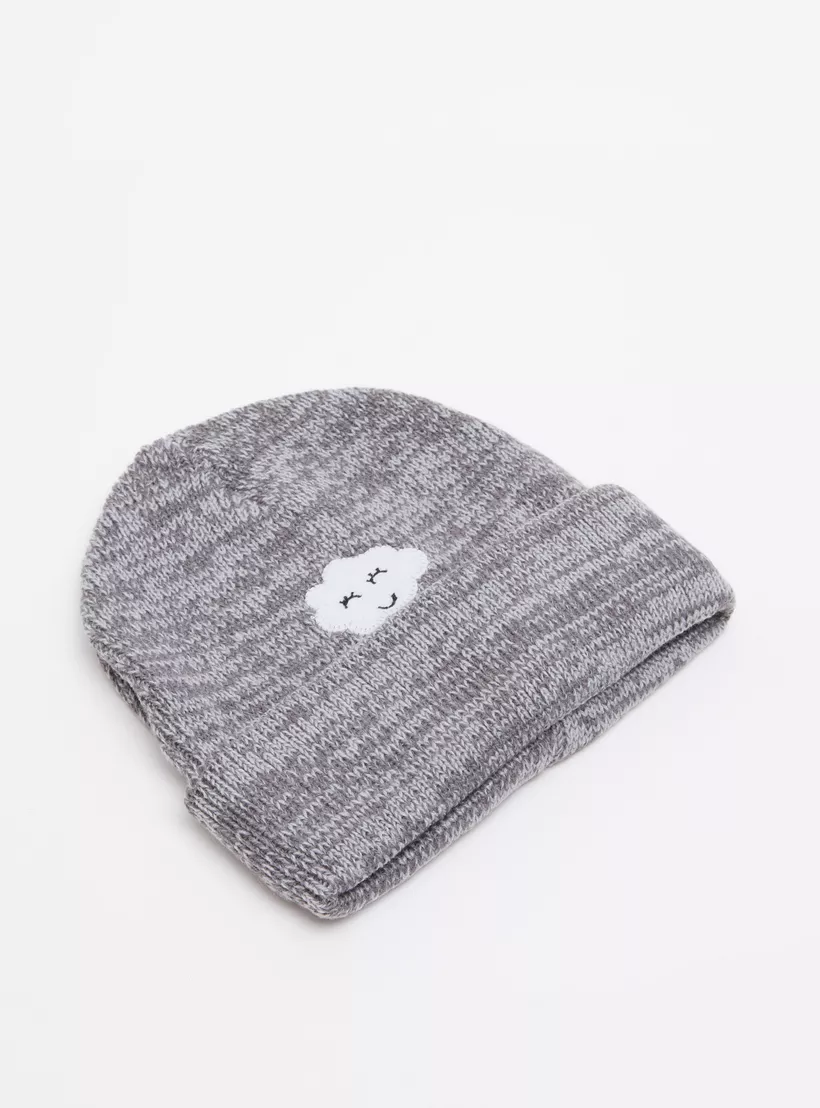 Juniors Textured Beanie Cap with Embroidery-4