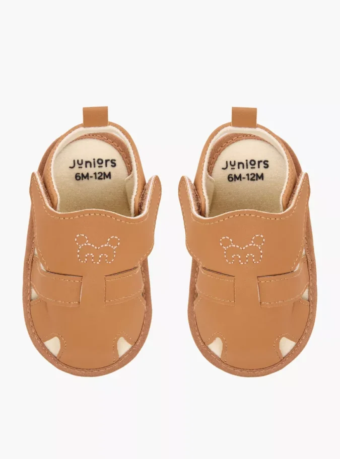 Juniors Textured Booties with Hook and Loop Closure -1