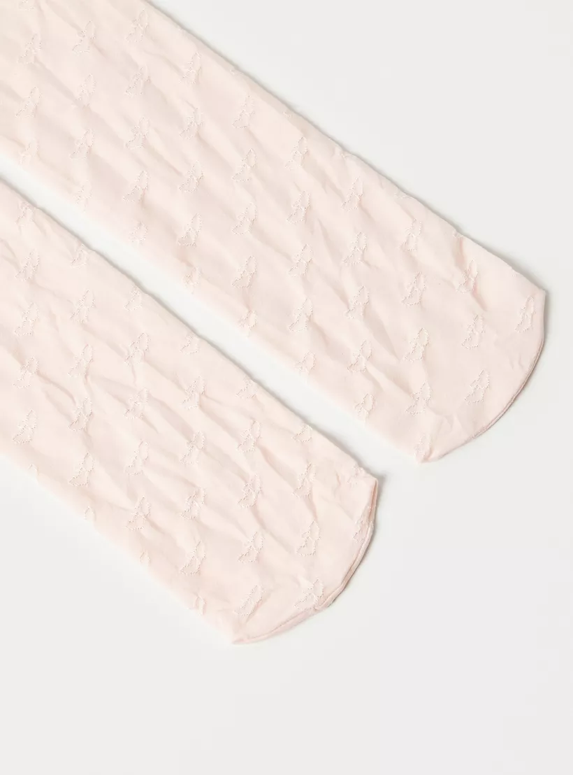 Juniors Textured Jacquard Tights-3