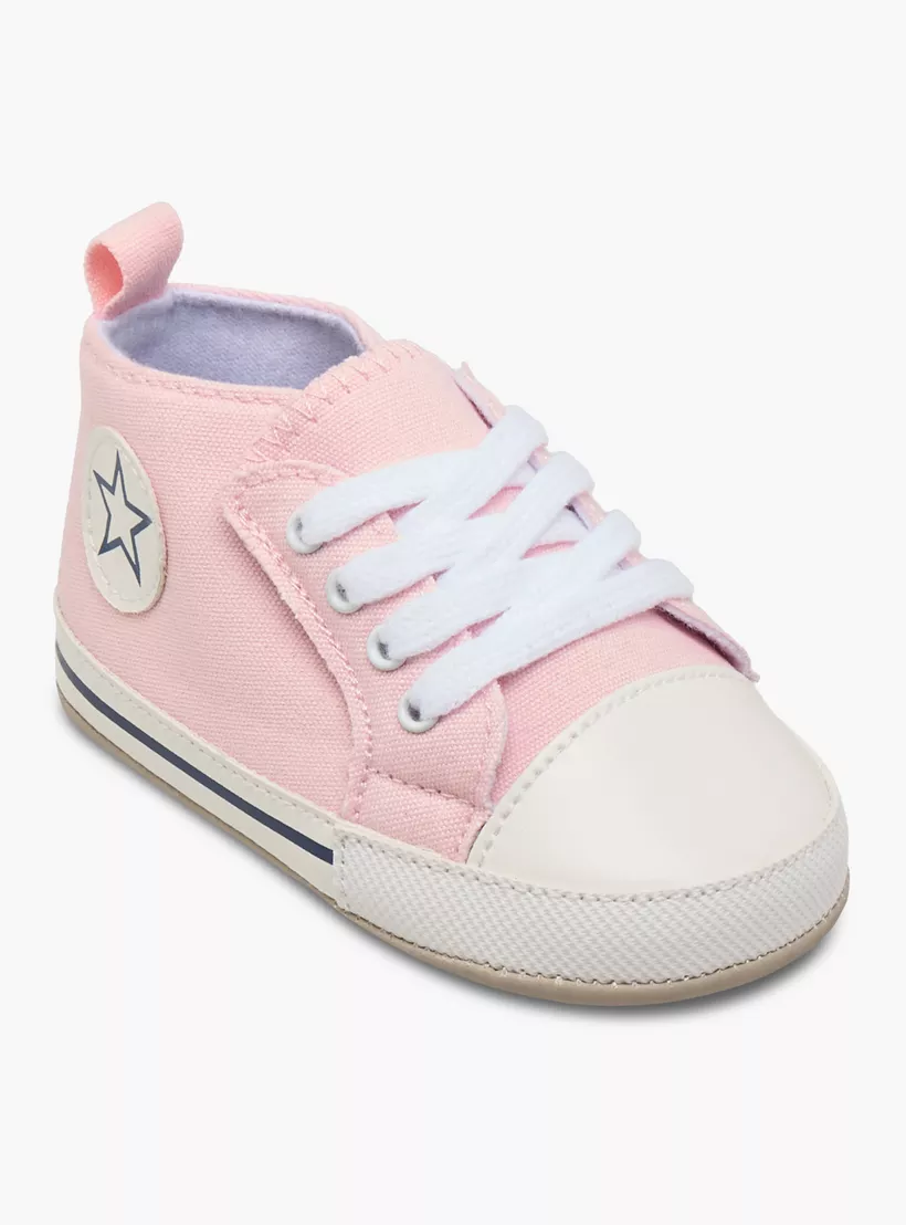 Juniors Textured Lace-Up Booties with Star Detail-2