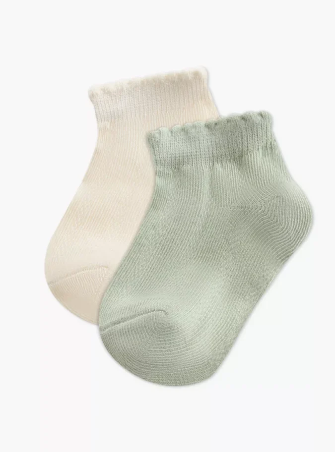 Juniors Textured Socks with Scalloped Hem - Set of 2-1