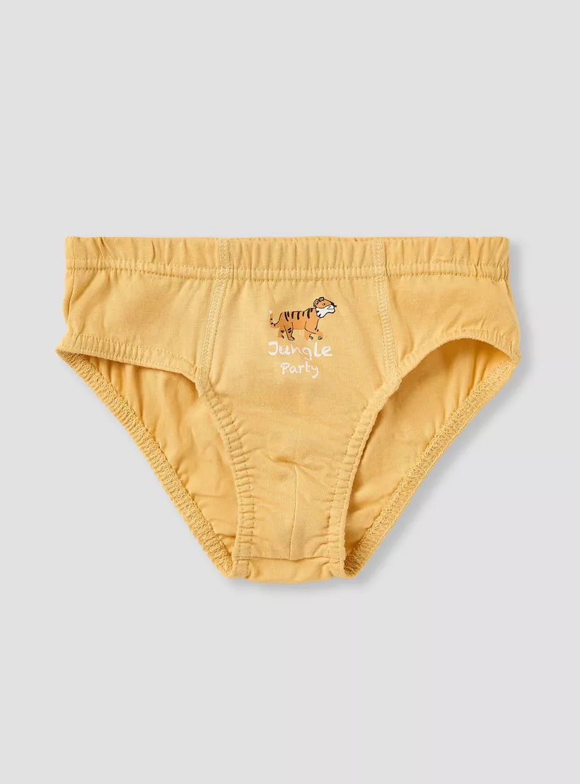 Juniors Tiger Print Briefs with Elasticated Waistband - Set of 52