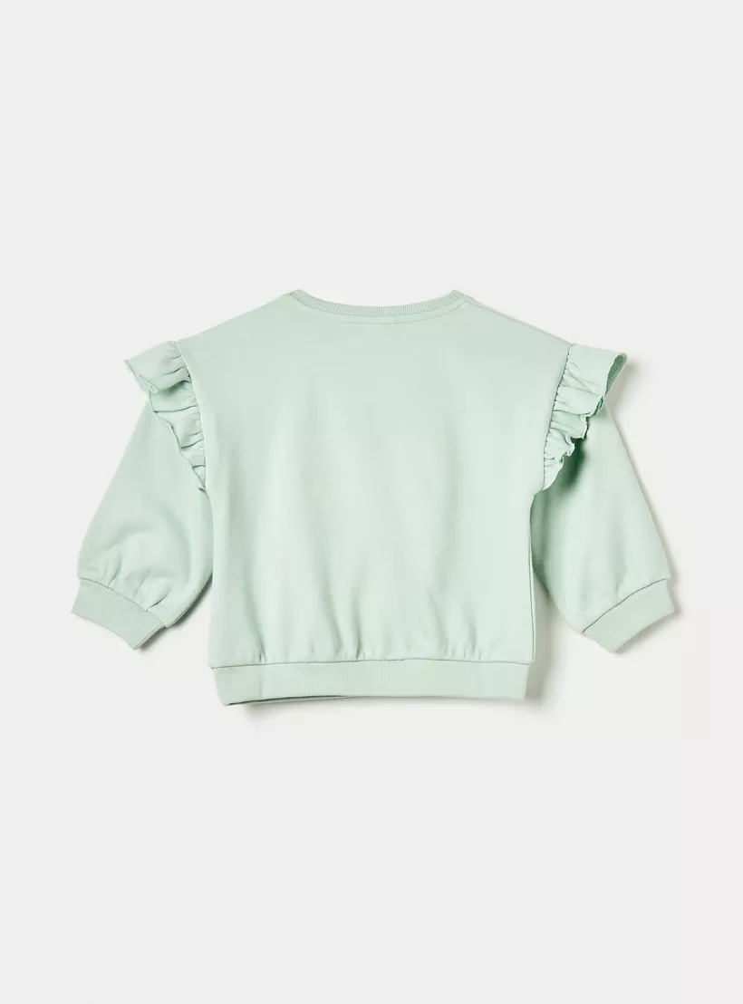 Juniors Unicorn Print Sweatshirt with Ruffle Detail and Long Sleeves-2