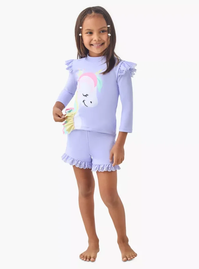 Juniors Unicorn Print T-shirt and Shorts Set-1