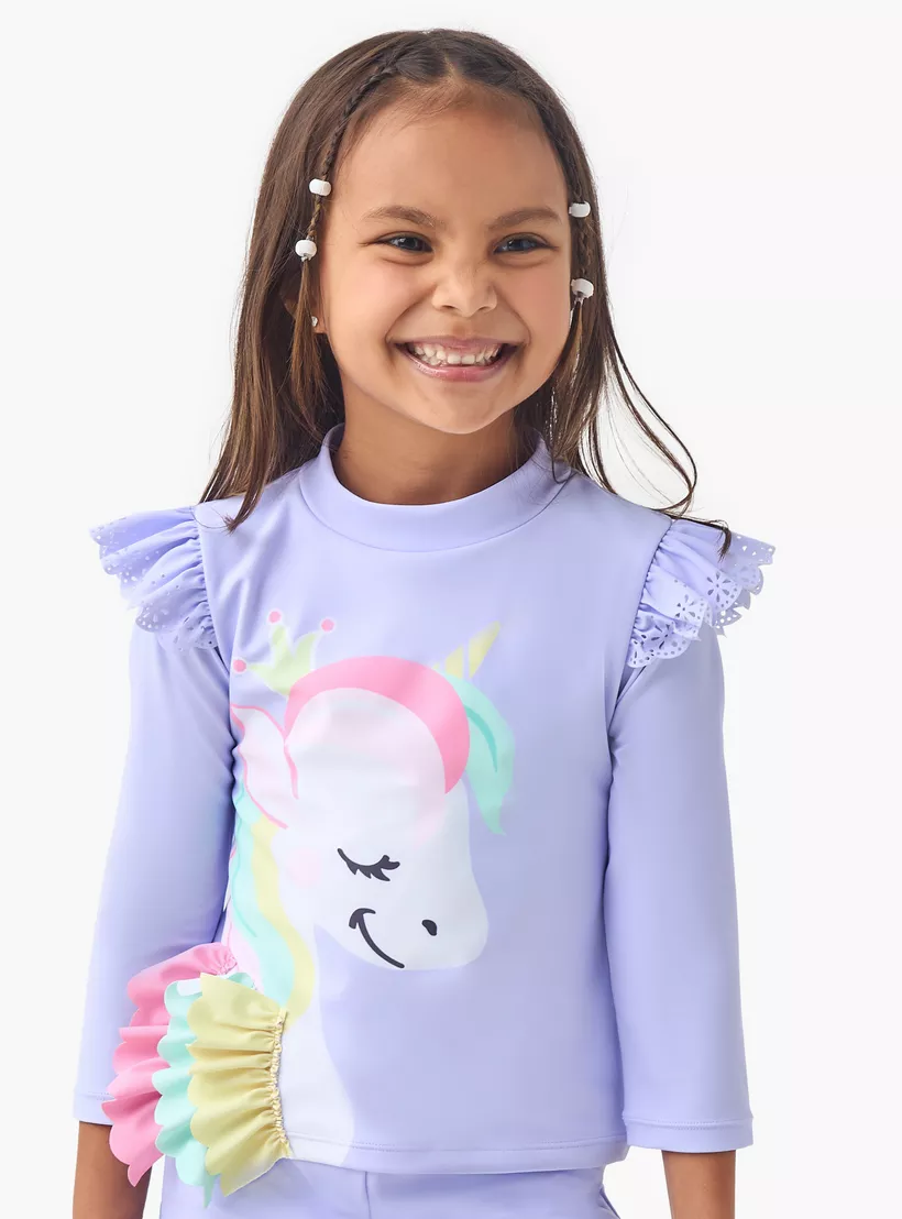 Juniors Unicorn Print T-shirt and Shorts Set-2