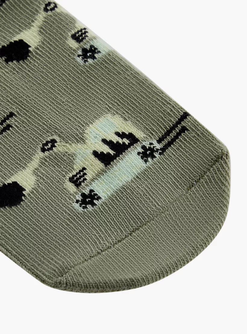 Juniors Vehicle Print Ankle Length Socks - Set of 3-4