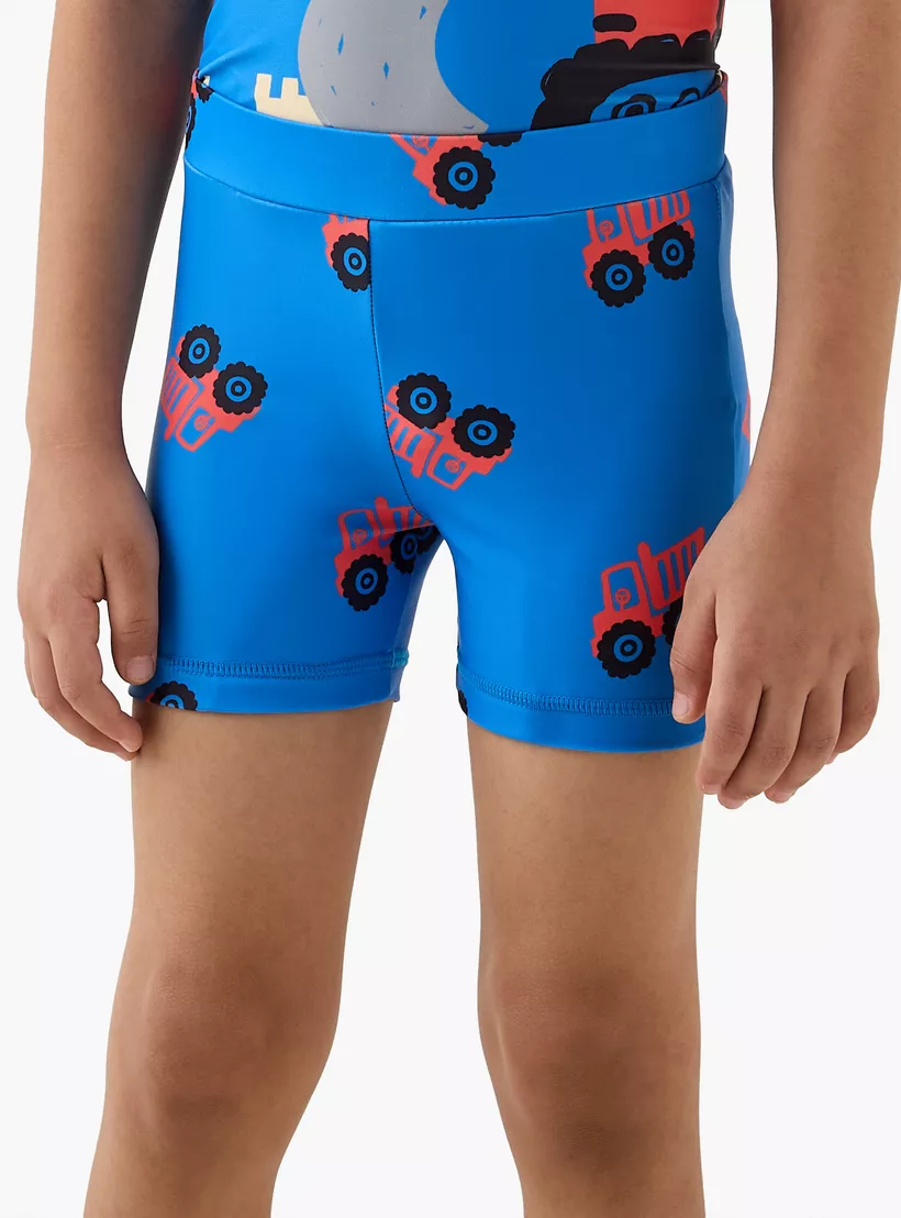 Juniors Vehicle Print Swim T-shirt and Shorts Set-3