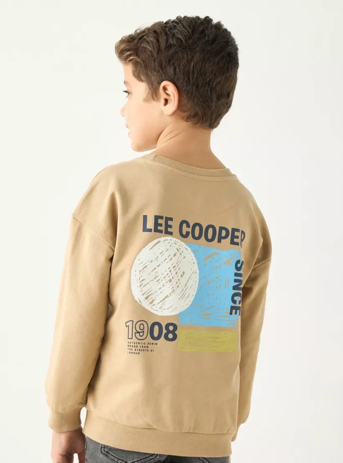 Lee Cooper Graphic Print Crew Neck Sweatshirt with Long Sleeves-1