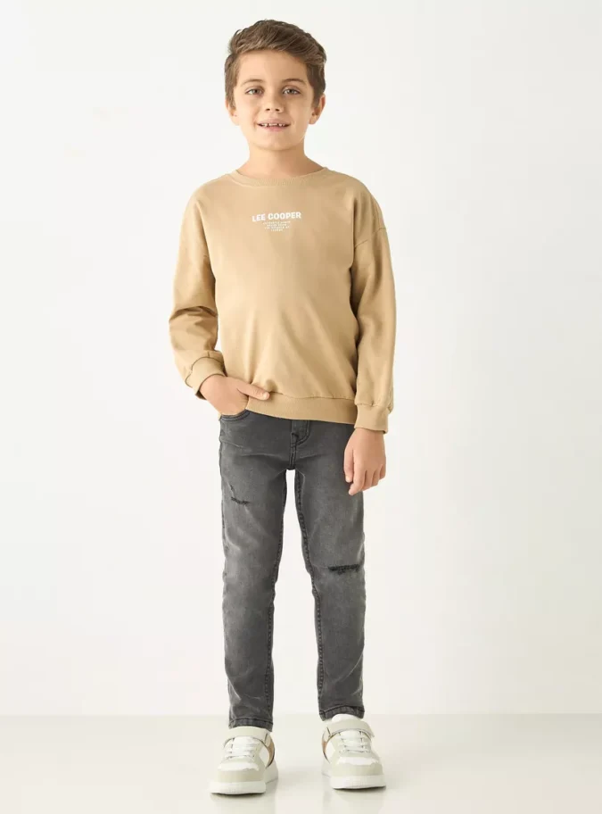 Lee Cooper Graphic Print Crew Neck Sweatshirt with Long Sleeves-2