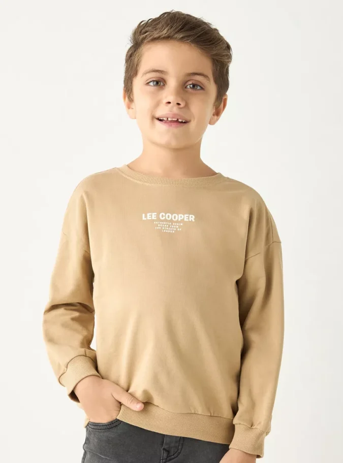 Lee Cooper Graphic Print Crew Neck Sweatshirt with Long Sleeves-3