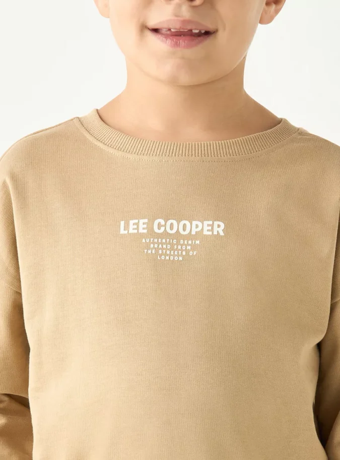 Lee Cooper Graphic Print Crew Neck Sweatshirt with Long Sleeves-4