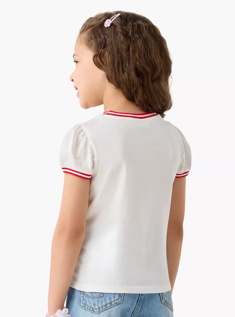 Lee Cooper Graphic Print Crew Neck T-shirt with Short Sleeves-3