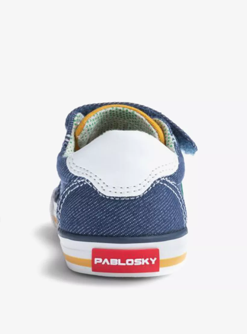 Pablosky Boys' Panelled Canvas Shoes with Hook and Loop Closure-2