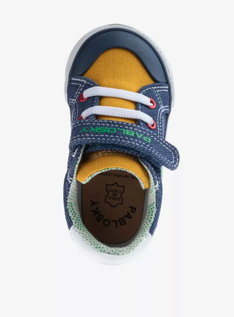 Pablosky Boys' Panelled Canvas Shoes with Hook and Loop Closure-3