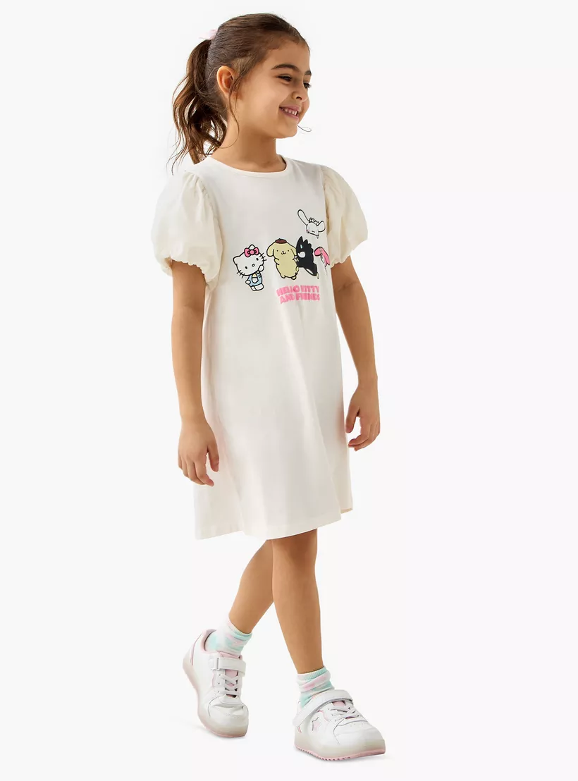 Sanrio Hello Kitty and Friends Print Dress with Short Sleeves-2