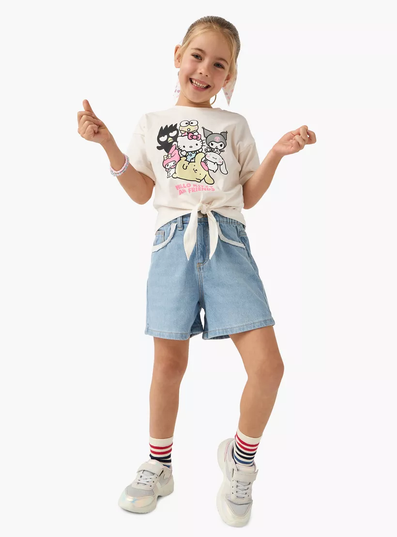 Sanrio Hello Kitty and Friends Print T-shirt with Short Sleeves-2