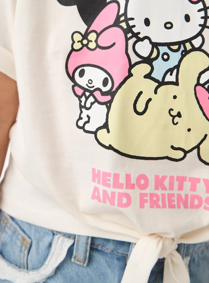 Sanrio Hello Kitty and Friends Print T-shirt with Short Sleeves-4