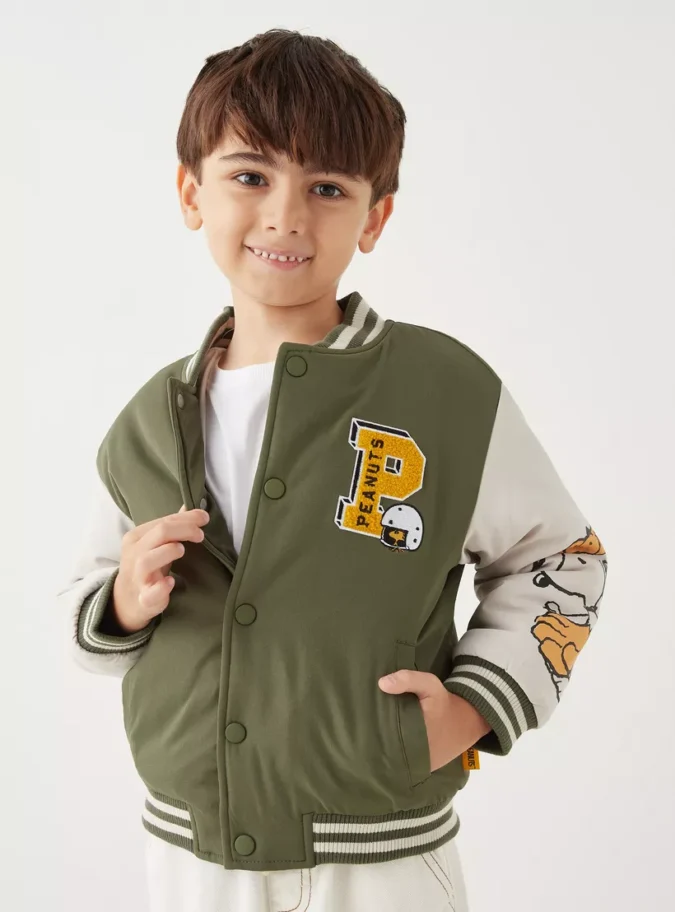 Snoopy Dog Print Button Through Jacket with Pockets-1