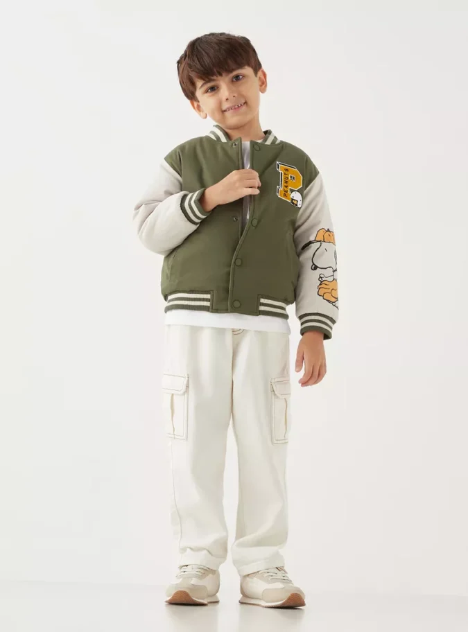 Snoopy Dog Print Button Through Jacket with Pockets-2