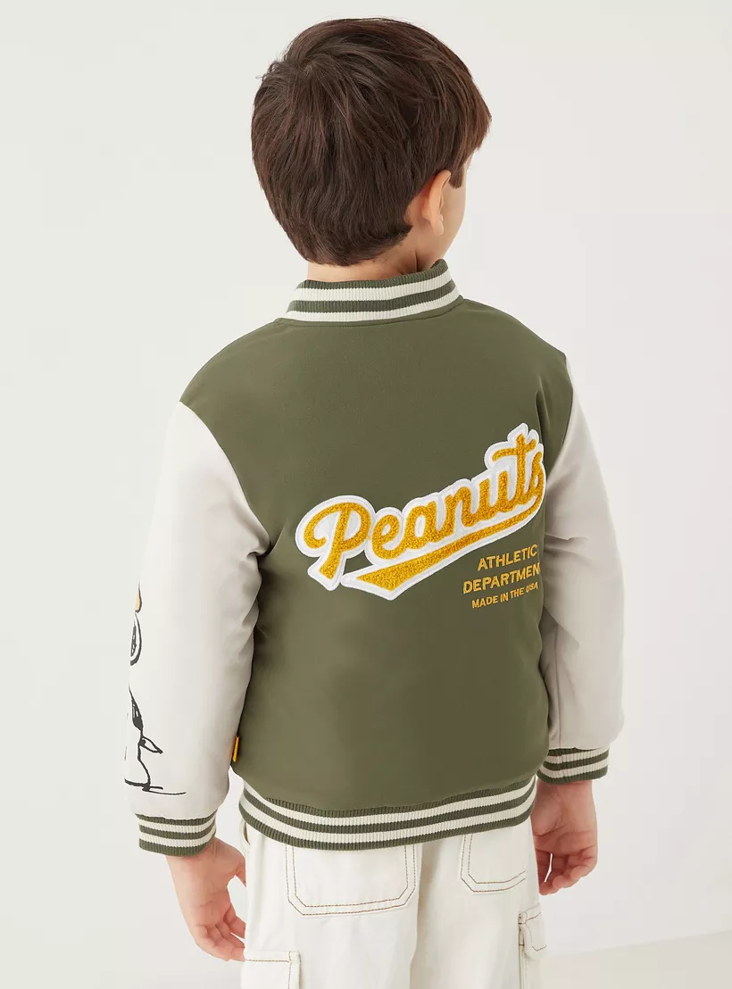 Snoopy Dog Print Button Through Jacket with Pockets-3
