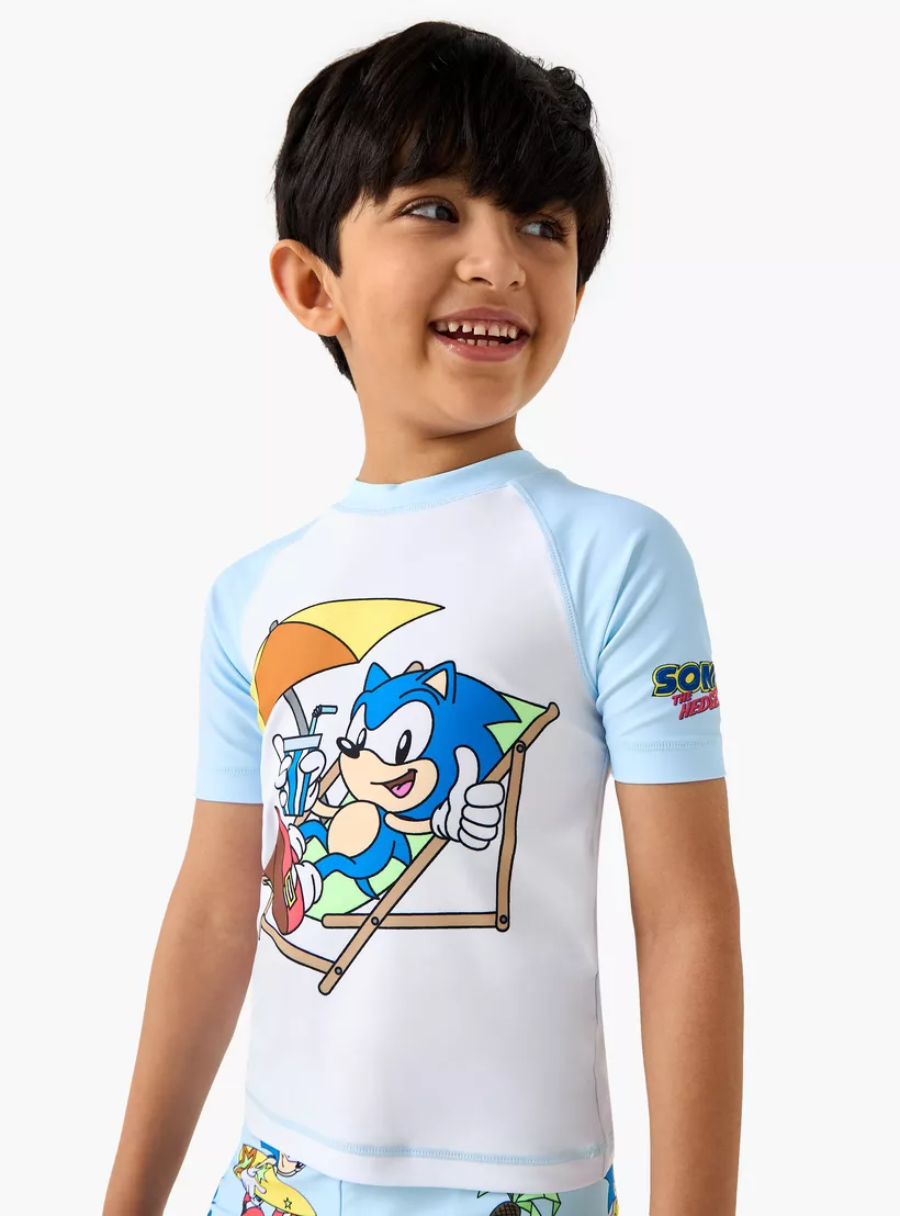 Sonic the Hedgehog Print Swim T-shirt and Shorts Set-2