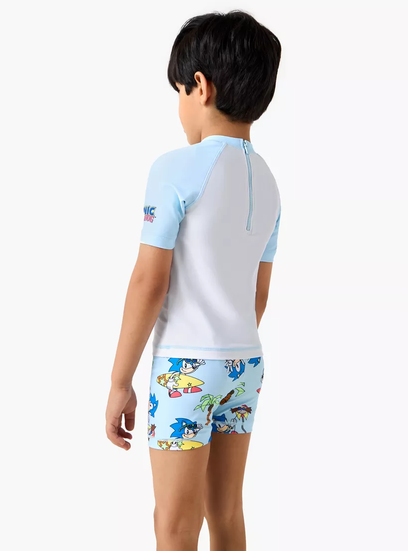 Sonic the Hedgehog Print Swim T-shirt and Shorts Set-4