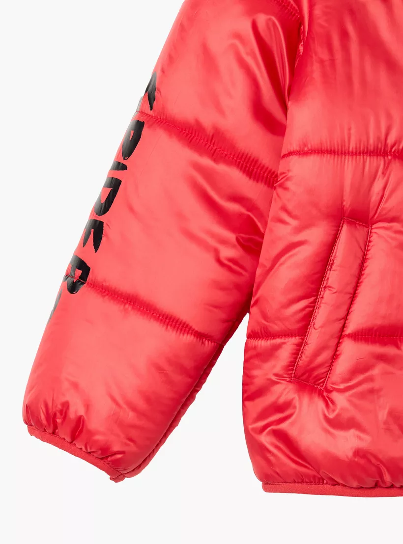 Spider-Man Print Hooded Heavy Jacket with Pockets-4