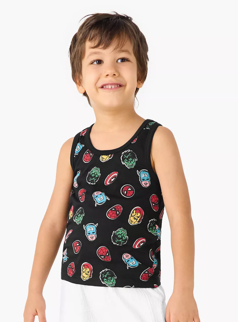 Spider-Man Print Sleeveless Vest - Set of 3-2
