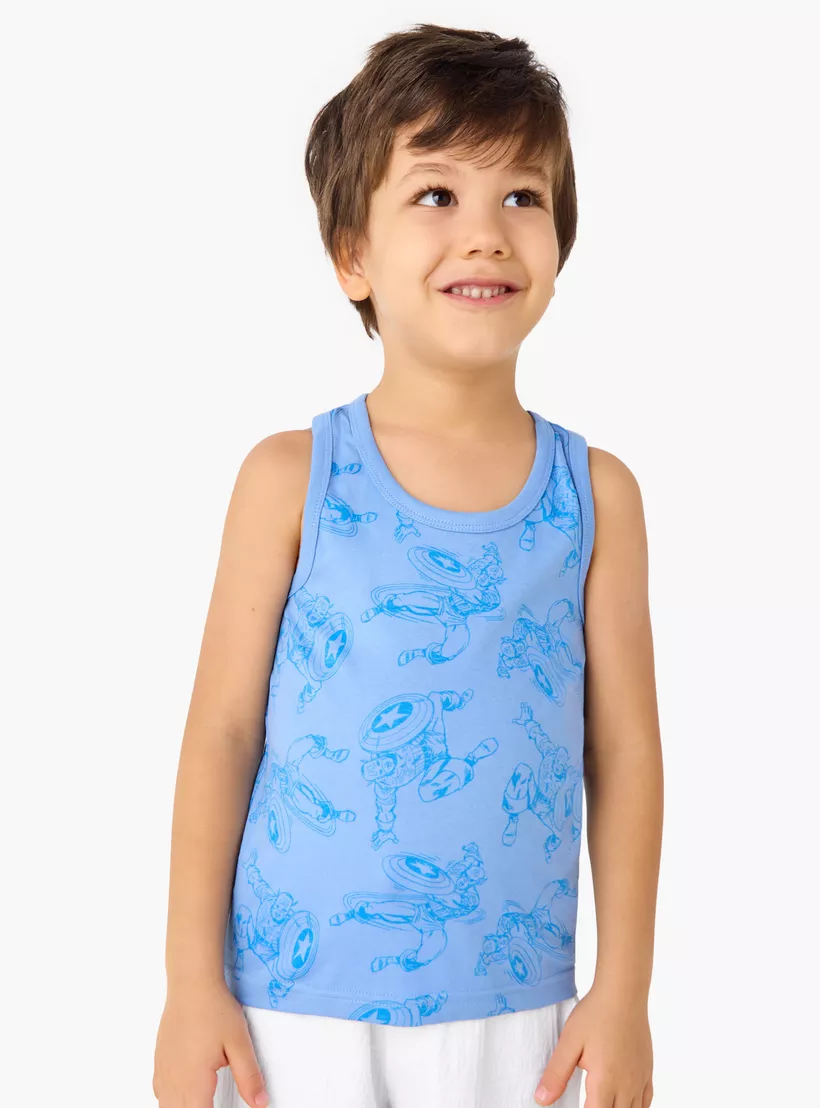 Spider-Man Print Sleeveless Vest - Set of 3-3