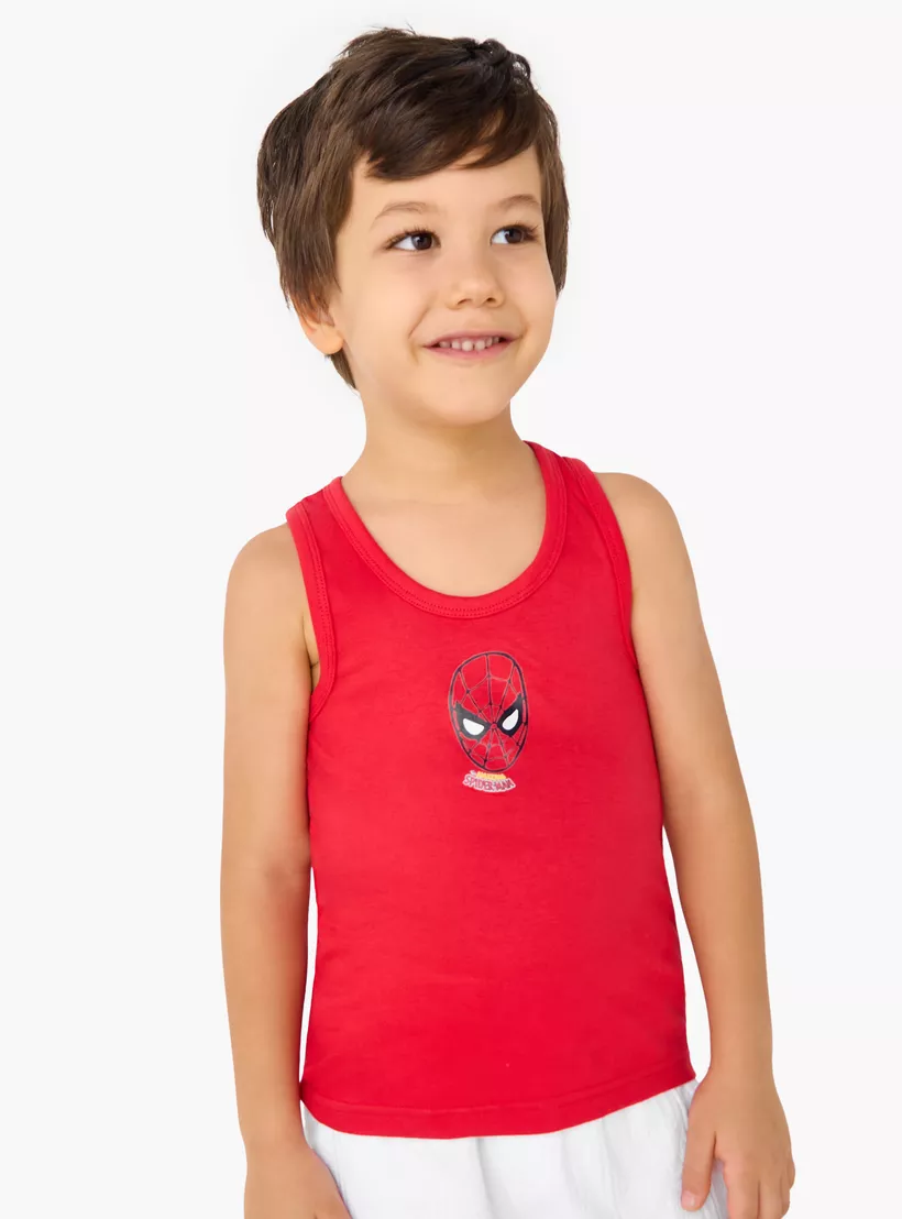 Spider-Man Print Sleeveless Vest - Set of 3-4