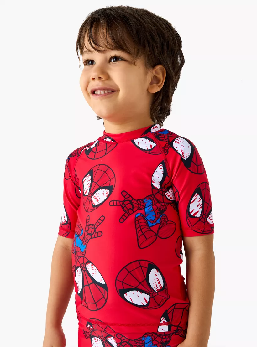 Spider-Man Print Swim T-shirt and Shorts Set-2