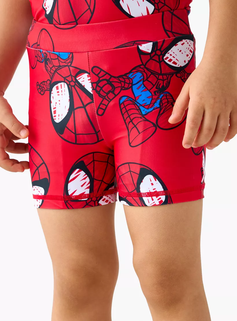 Spider-Man Print Swim T-shirt and Shorts Set-3