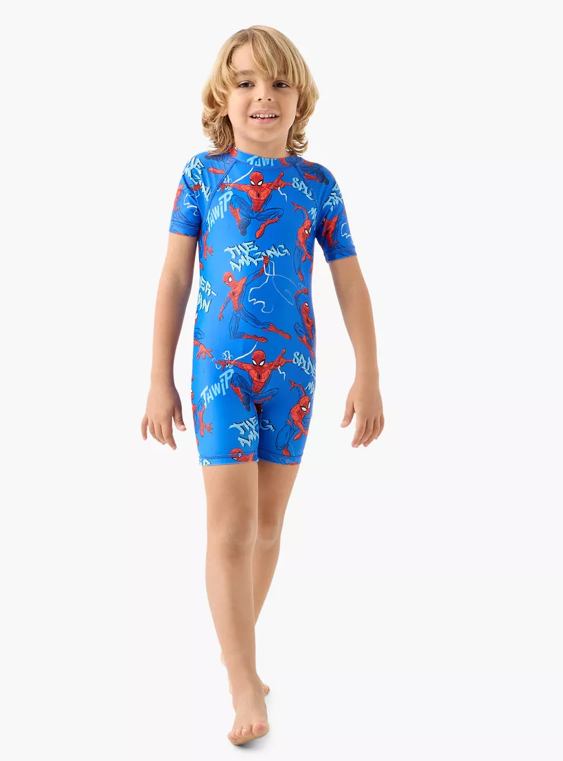 Spider-Man Print Swimsuit with Zip Closure -2