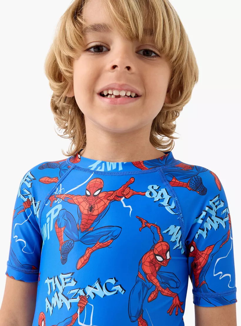 Spider-Man Print Swimsuit with Zip Closure -4