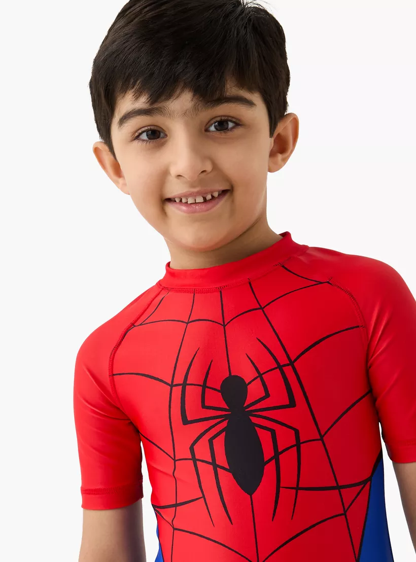 Spider-Man Print Swimsuit with Zip Closure-4