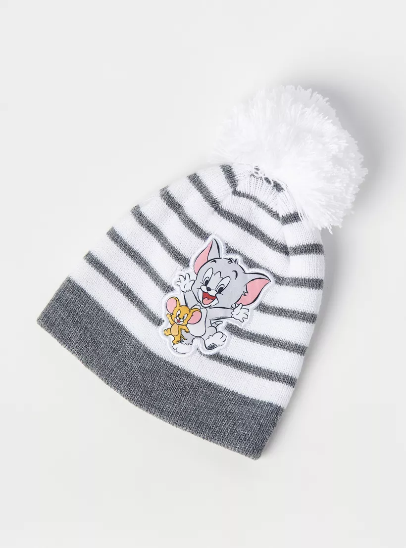 Tom and Jerry Print Beanie Cap with Gloves-2