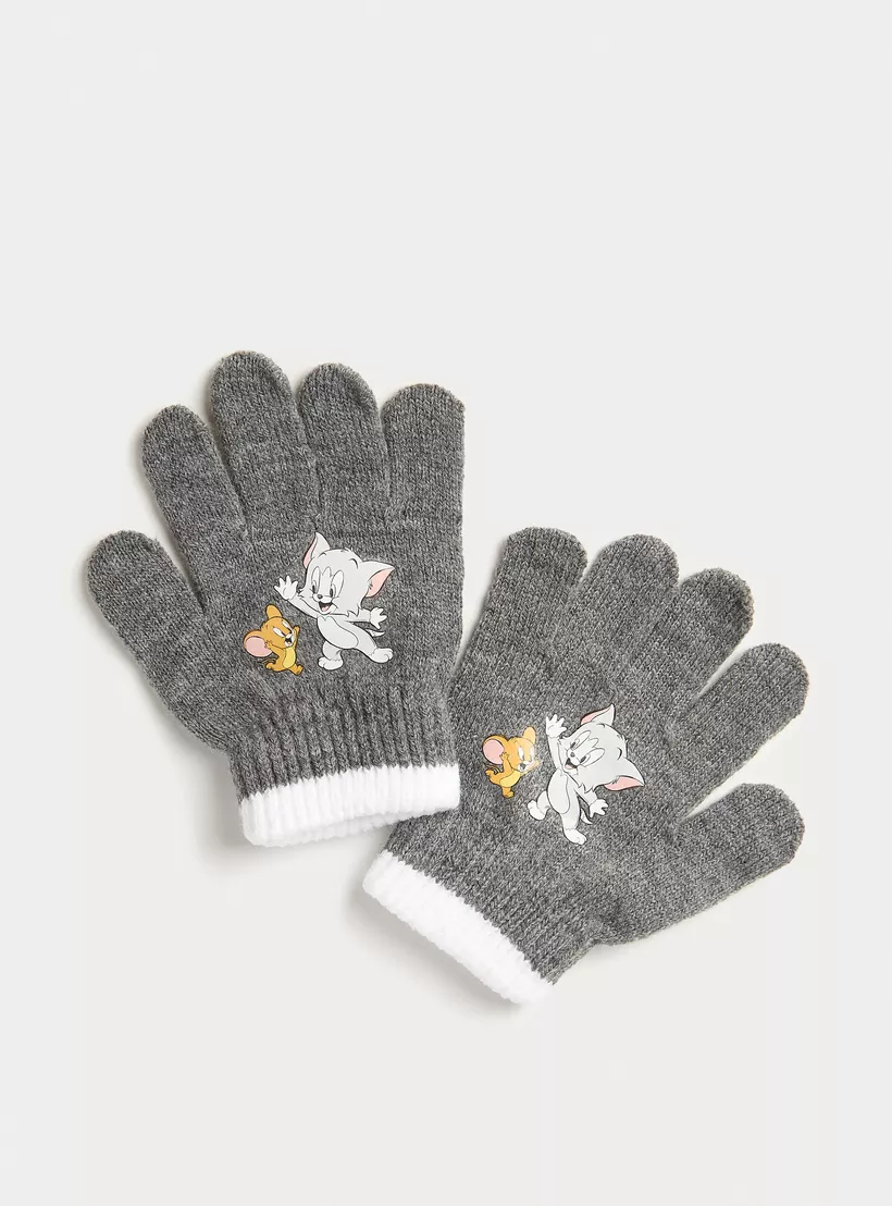 Tom and Jerry Print Beanie Cap with Gloves-3