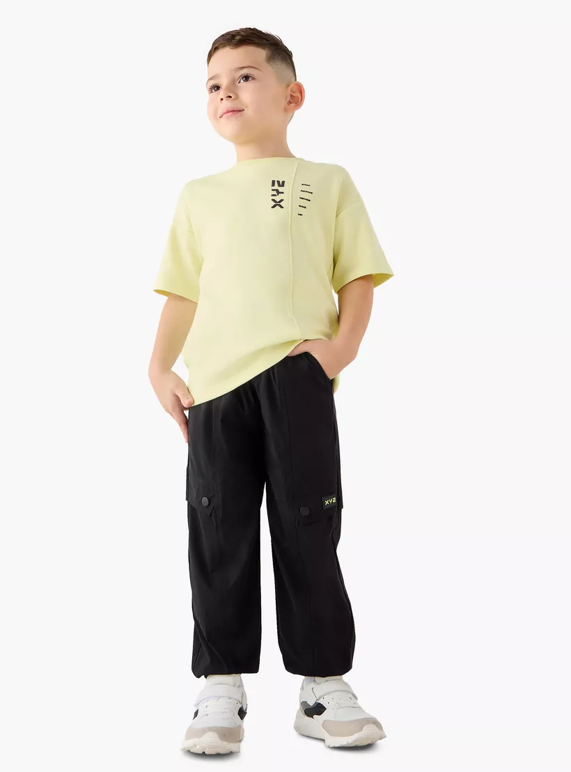 XYZ Solid Cargo Joggers with Drawstring Closure-2