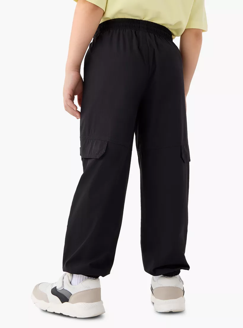 XYZ Solid Cargo Joggers with Drawstring Closure-3