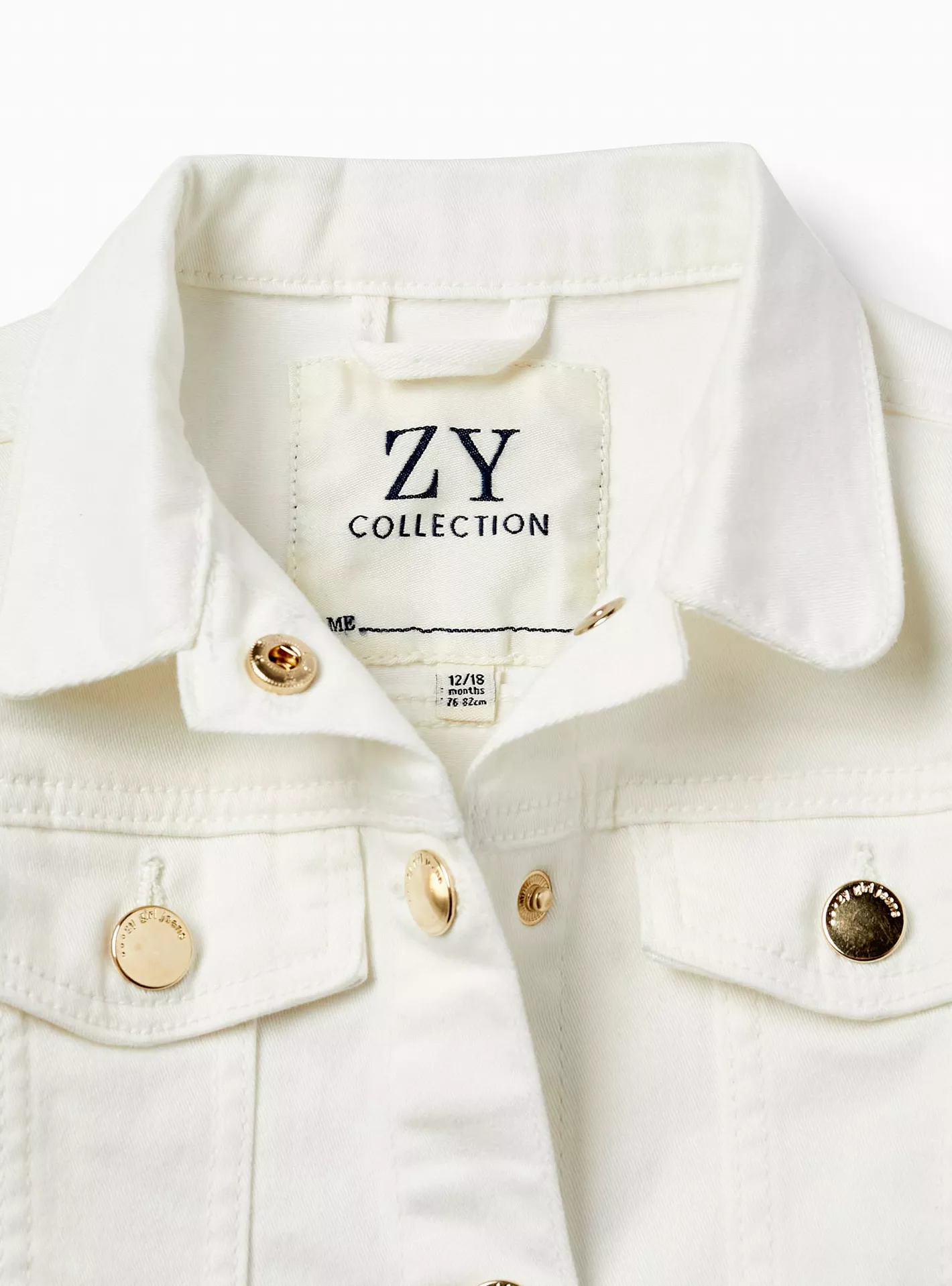Zippy Solid Collar Neck Denim Jacket-2
