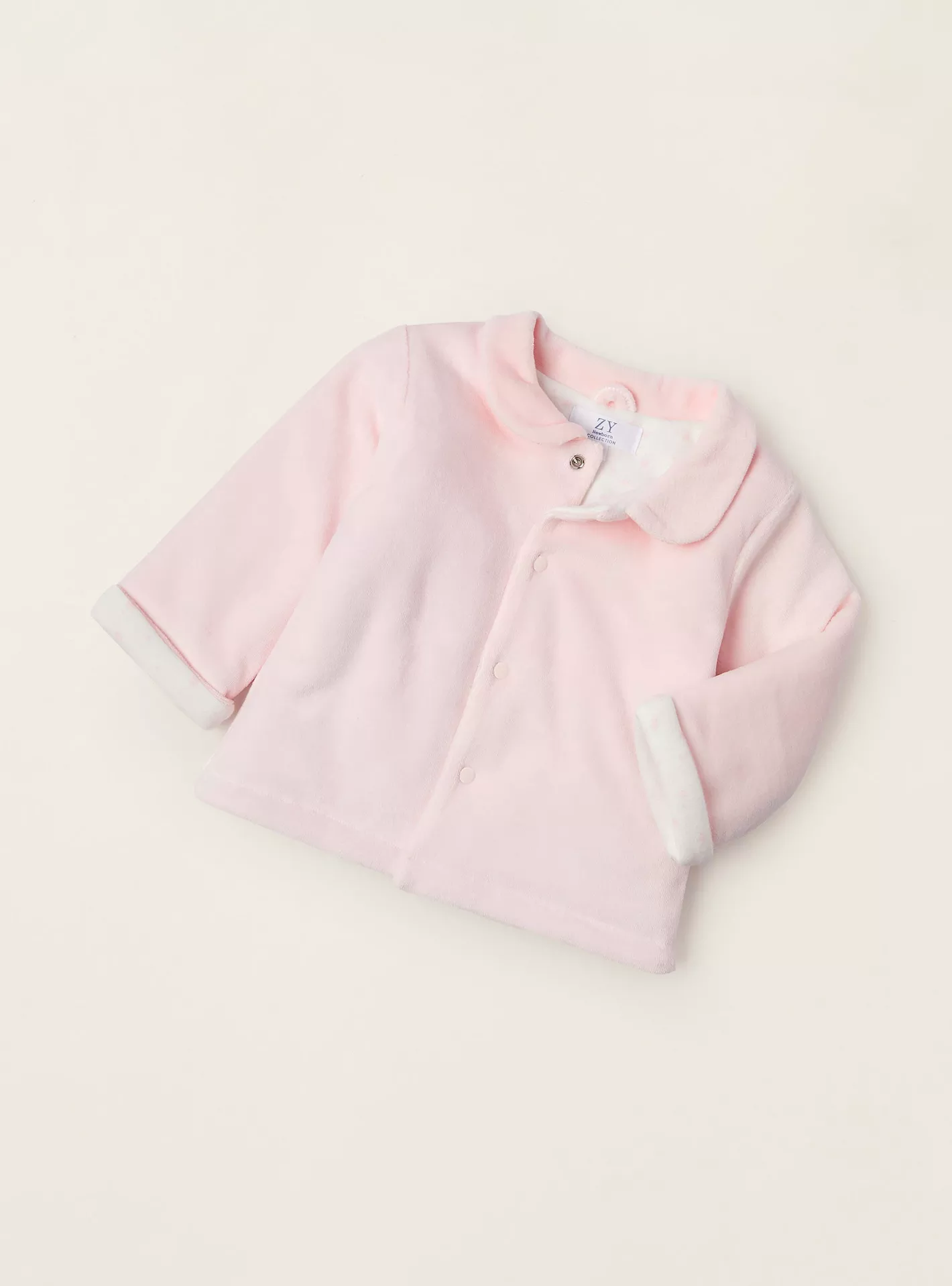 Zippy Solid Collar Neck Velour Jacket-2