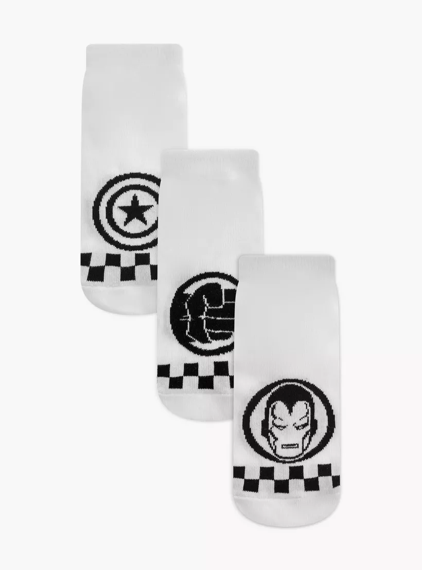 Avengers Print Ankle Length Socks - Set of 3-2