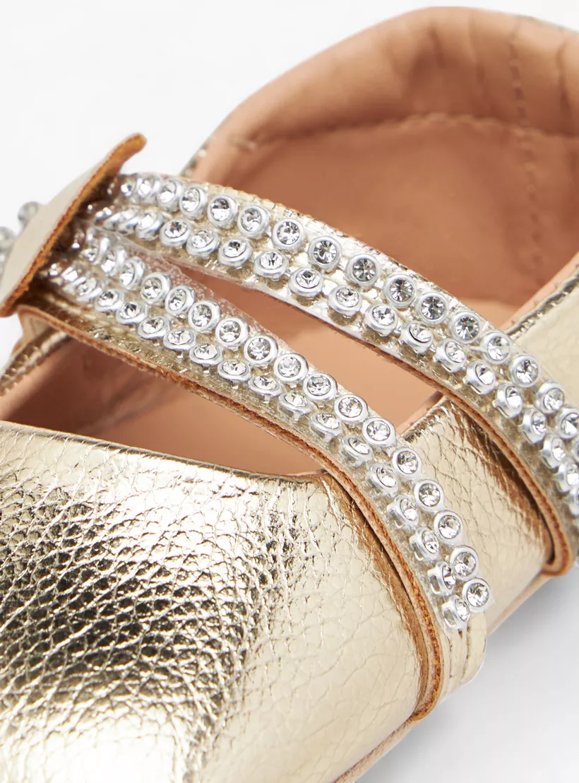 Barefeet Embellished Booties with Hook and Loop Closure-3