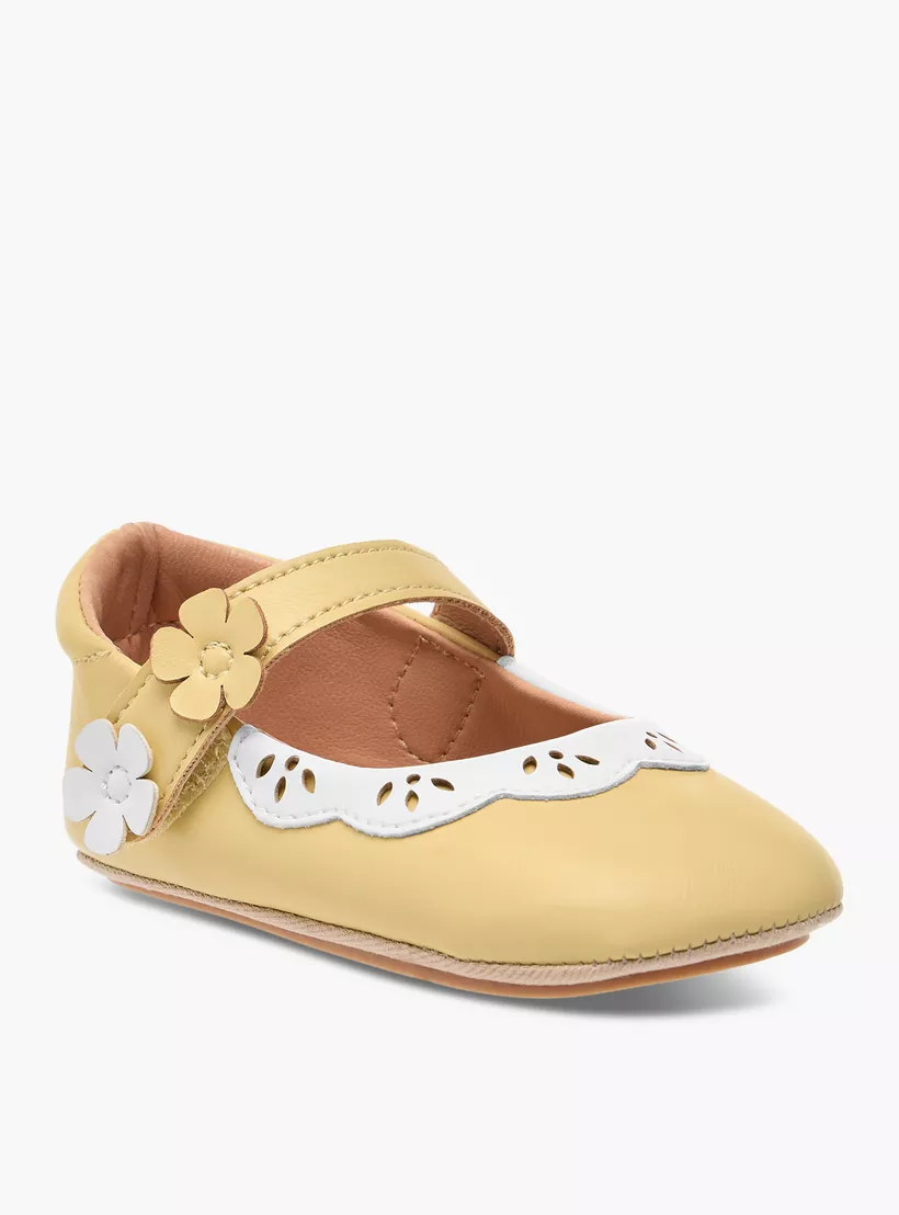Barefeet Floral Applique Booties with Hook and Loop Closure-2