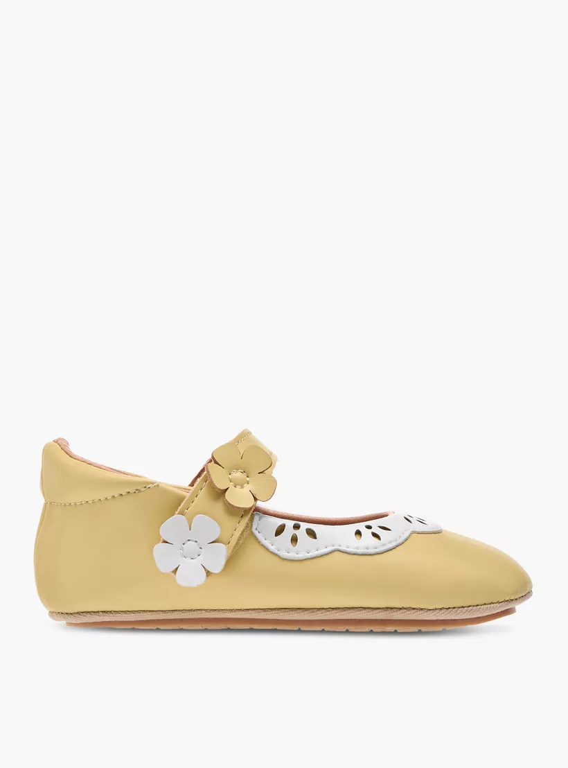 Barefeet Floral Applique Booties with Hook and Loop Closure-3