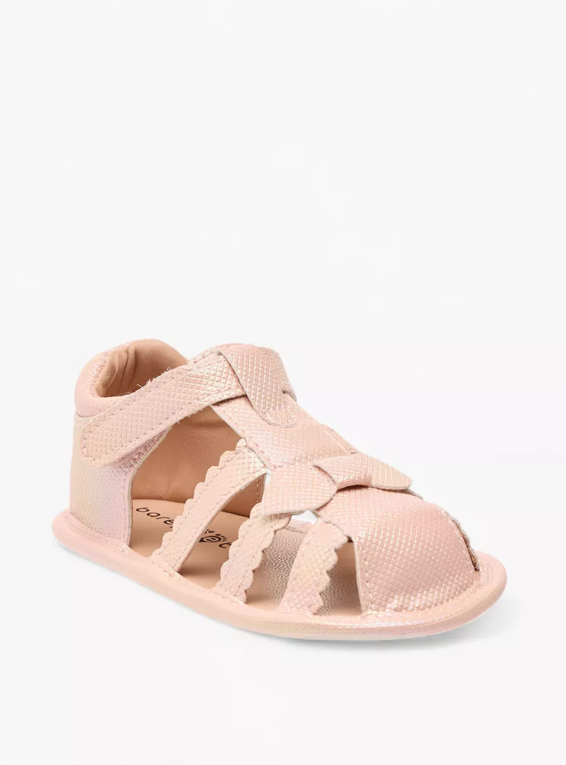 Barefeet Textured Strap Sandals with Hook and Loop Closure-2