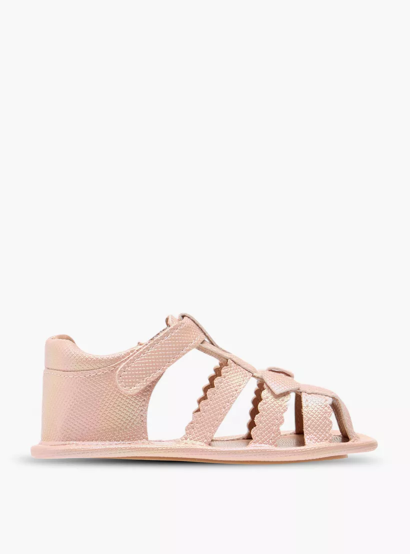 Barefeet Textured Strap Sandals with Hook and Loop Closure-3