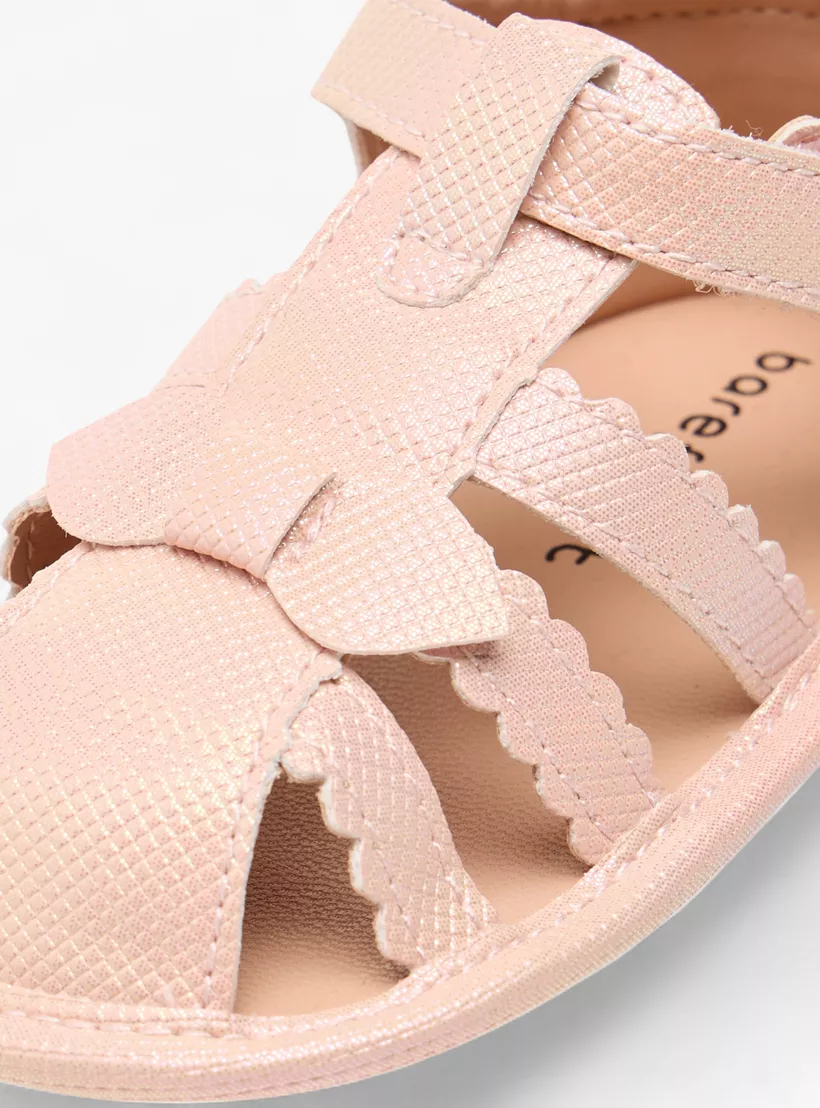 Barefeet Textured Strap Sandals with Hook and Loop Closure-4